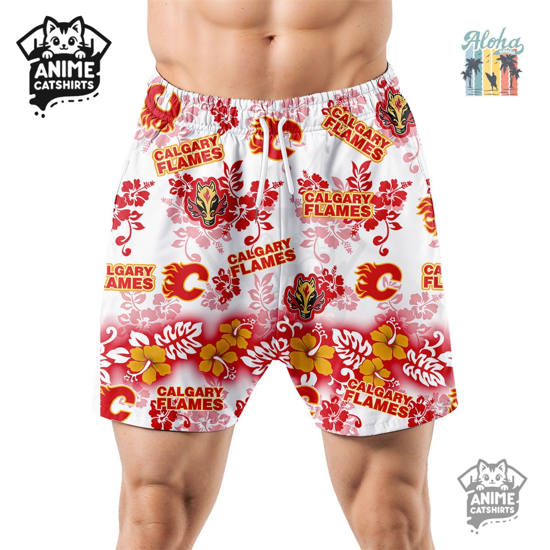 Calgary Flames Aloha Paradise NHL Hawaiian Short