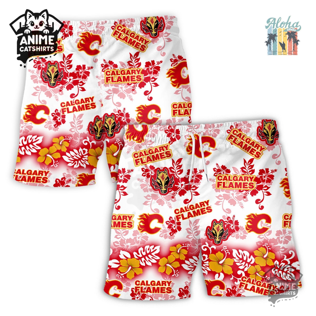 Calgary Flames Aloha Paradise NHL Hawaiian Short