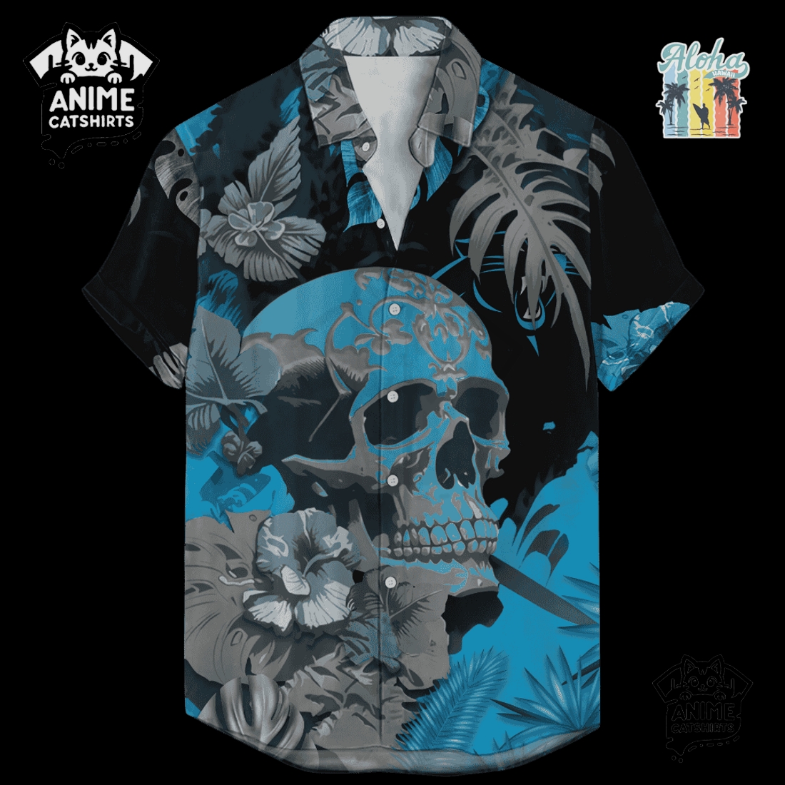 Carolina Panthers Signature Skull NFL Hawaiian Shirt