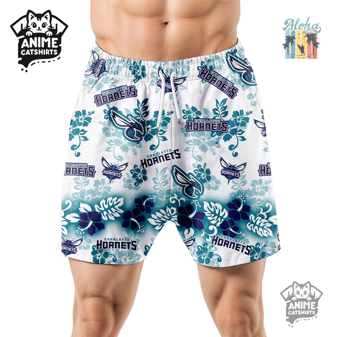 Charlotte Hornets Aloha Paradise NBA Hawaiian Short Charlotte Hornets Aloha Paradise NBA Hawaiian Short