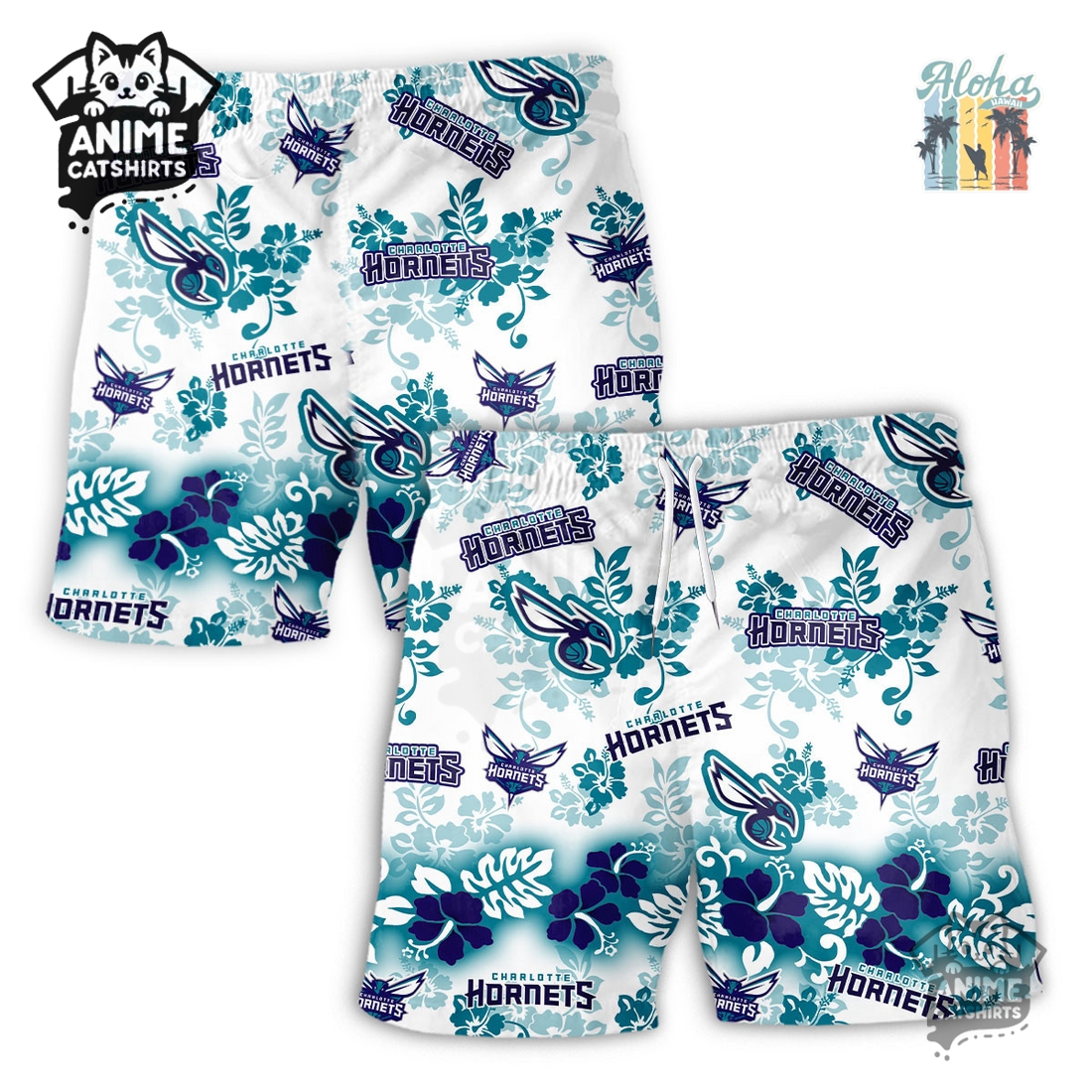 Charlotte Hornets Aloha Paradise NBA Hawaiian Short