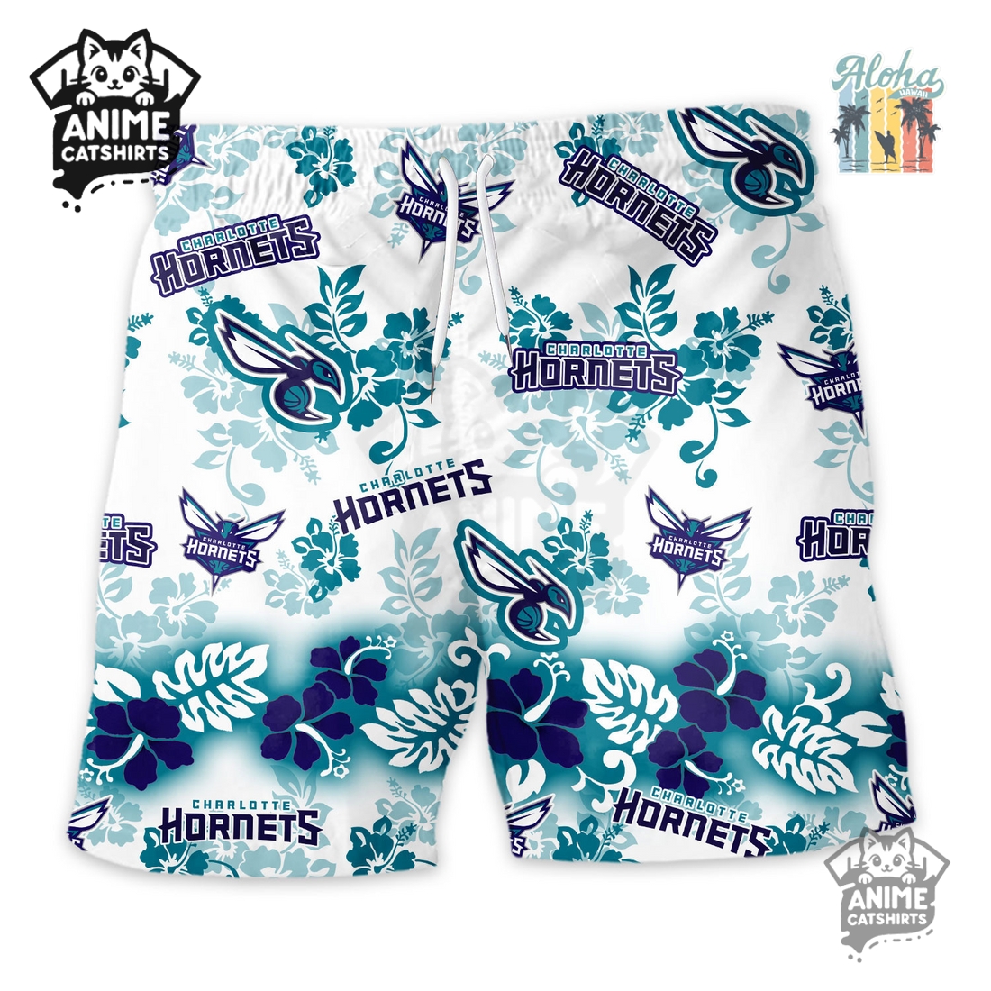 Charlotte Hornets Aloha Paradise NBA Hawaiian Short Charlotte Hornets Aloha Paradise NBA Hawaiian Short