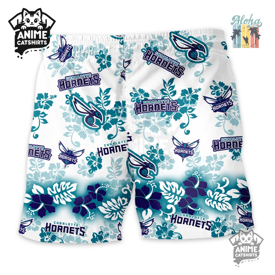 Charlotte Hornets Aloha Paradise NBA Hawaiian Short Charlotte Hornets Aloha Paradise NBA Hawaiian Short