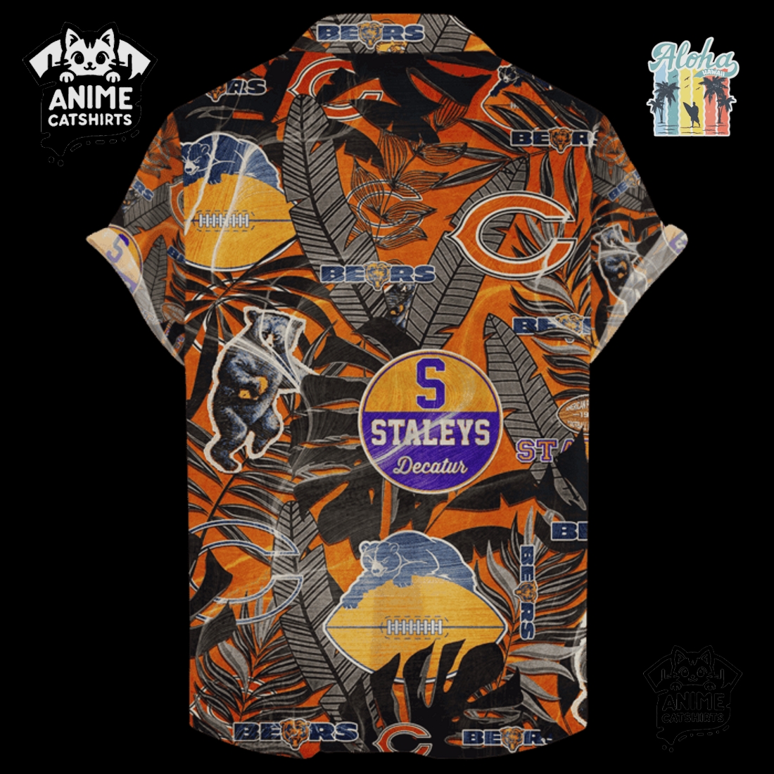 Chicago Bears Retro Logo Revolutions NFL Hawaiian Shirt