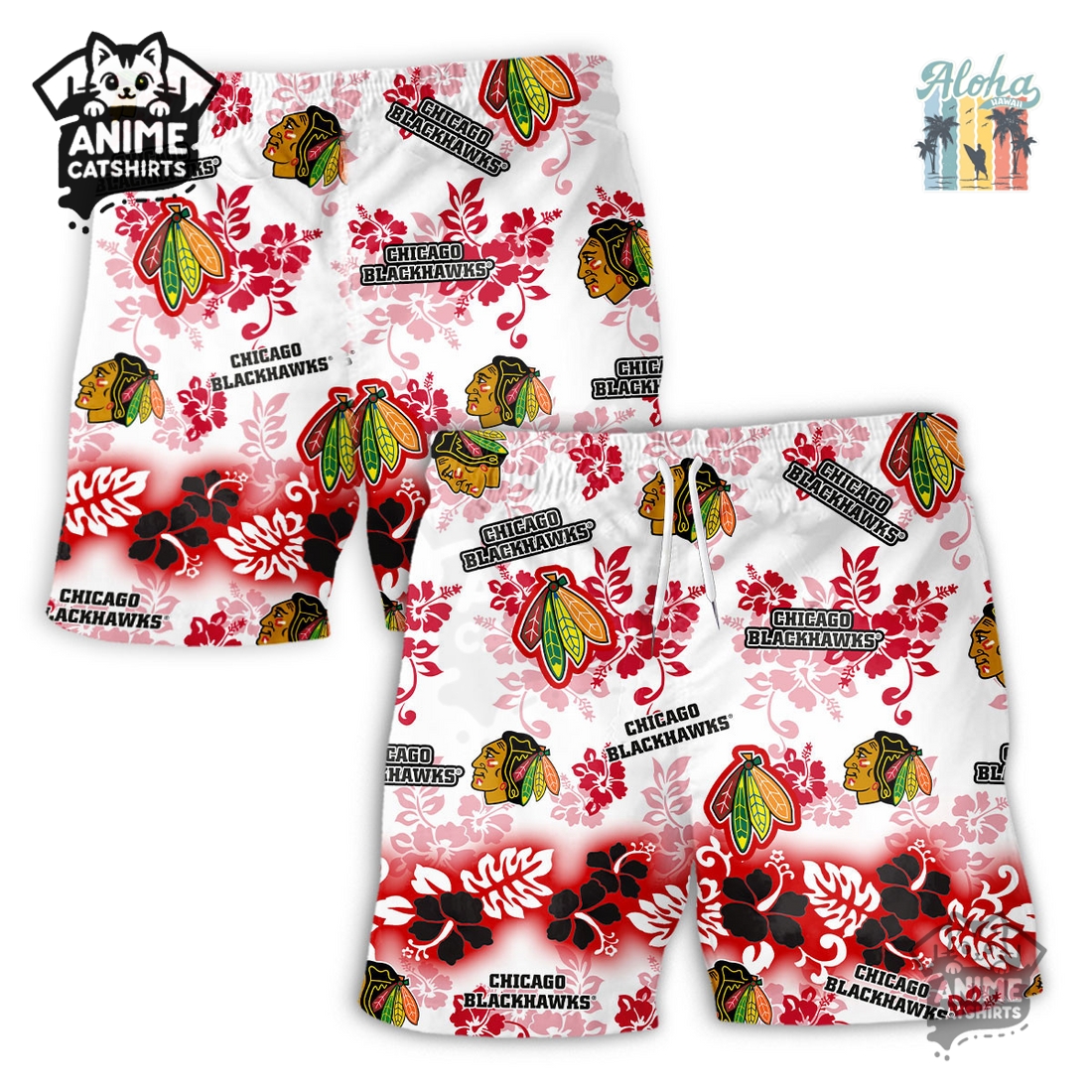 Chicago Blackhawks Aloha Paradise NHL Hawaiian Short
