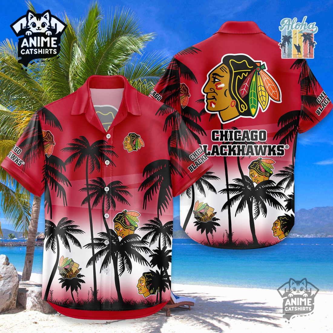 Chicago Blackhawks NHL Aloha Shirt