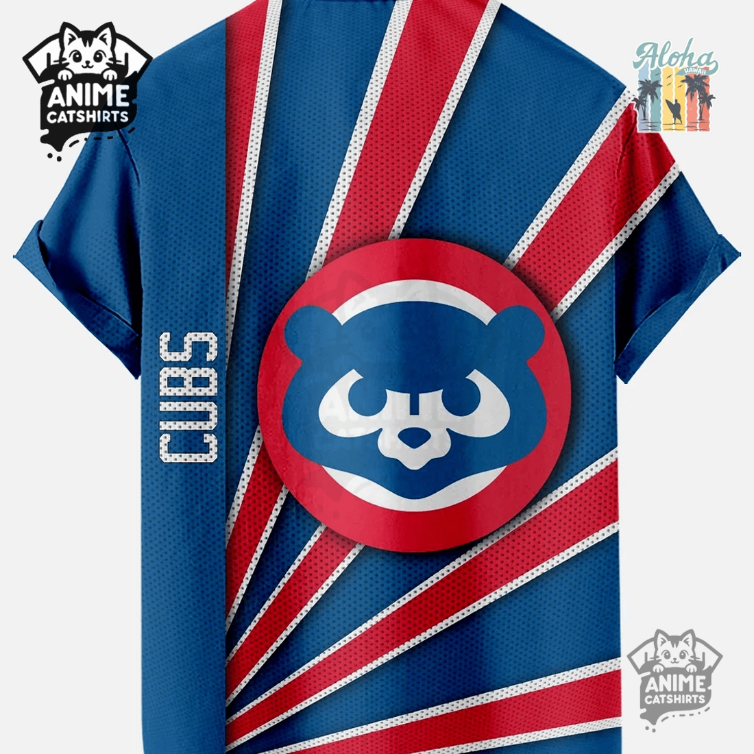 Chicago Cubs Baseball Diagonal Stripe Print MLB Aloha Hawaiian Shirt Chicago Cubs Baseball Diagonal Stripe Print MLB Aloha Hawaiian Shirt
