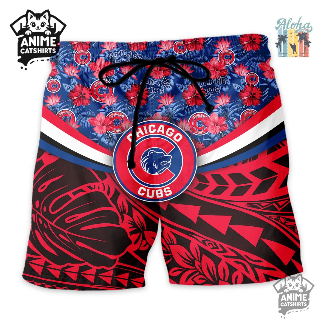 Chicago Cubs Hawaiian Shirt & Shorts Set Chicago Cubs Hawaiian Shirt & Shorts Set