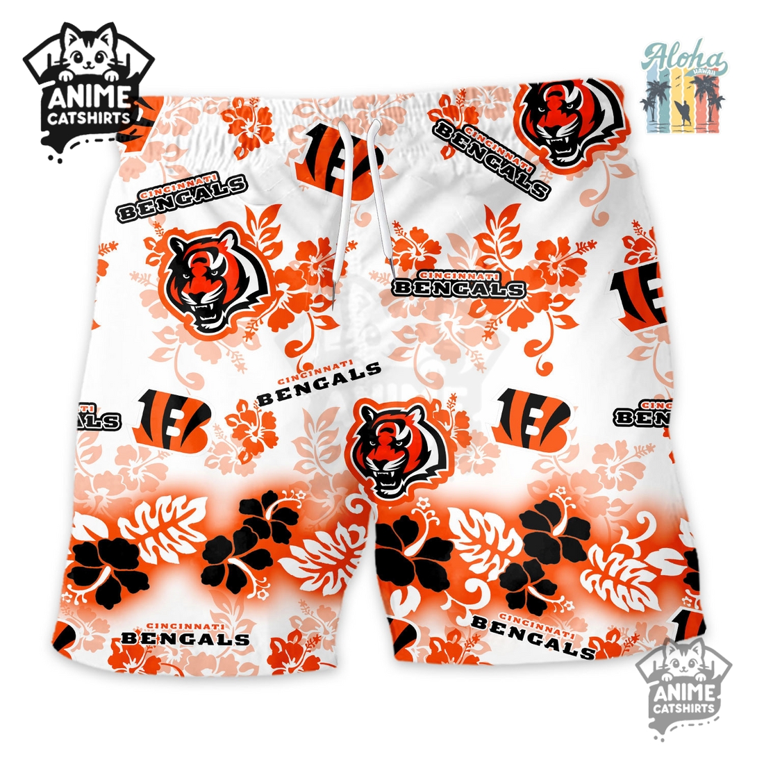 Cincinnati Bengals Aloha Paradise NFL Hawaiian Short Cincinnati Bengals Aloha Paradise NFL Hawaiian Short