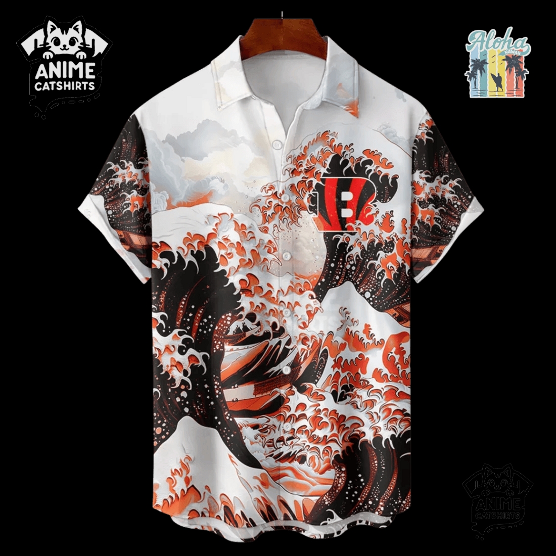 Cincinnati Bengals Great Wave NFL Hawaiian Shirt Cincinnati Bengals Great Wave NFL Hawaiian Shirt