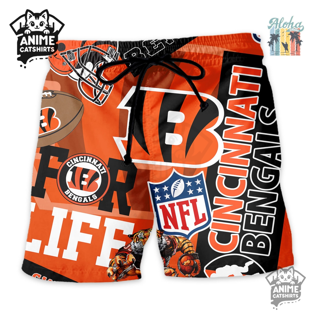 Cincinnati Bengals NFL Aloha Shirt & Shorts Set Cincinnati Bengals NFL Aloha Shirt & Shorts Set
