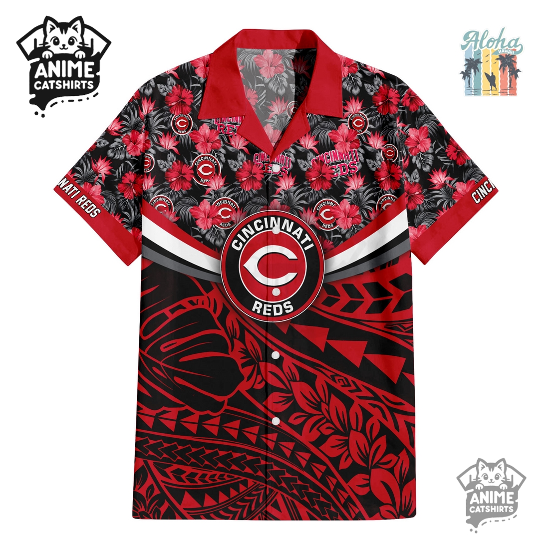 Cincinnati Reds Hawaiian Shirt & Shorts Set Cincinnati Reds Hawaiian Shirt & Shorts Set