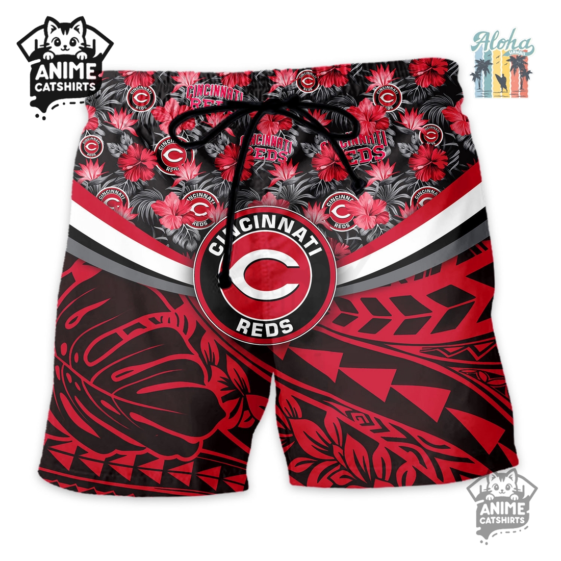 Cincinnati Reds Hawaiian Shirt & Shorts Set Cincinnati Reds Hawaiian Shirt & Shorts Set
