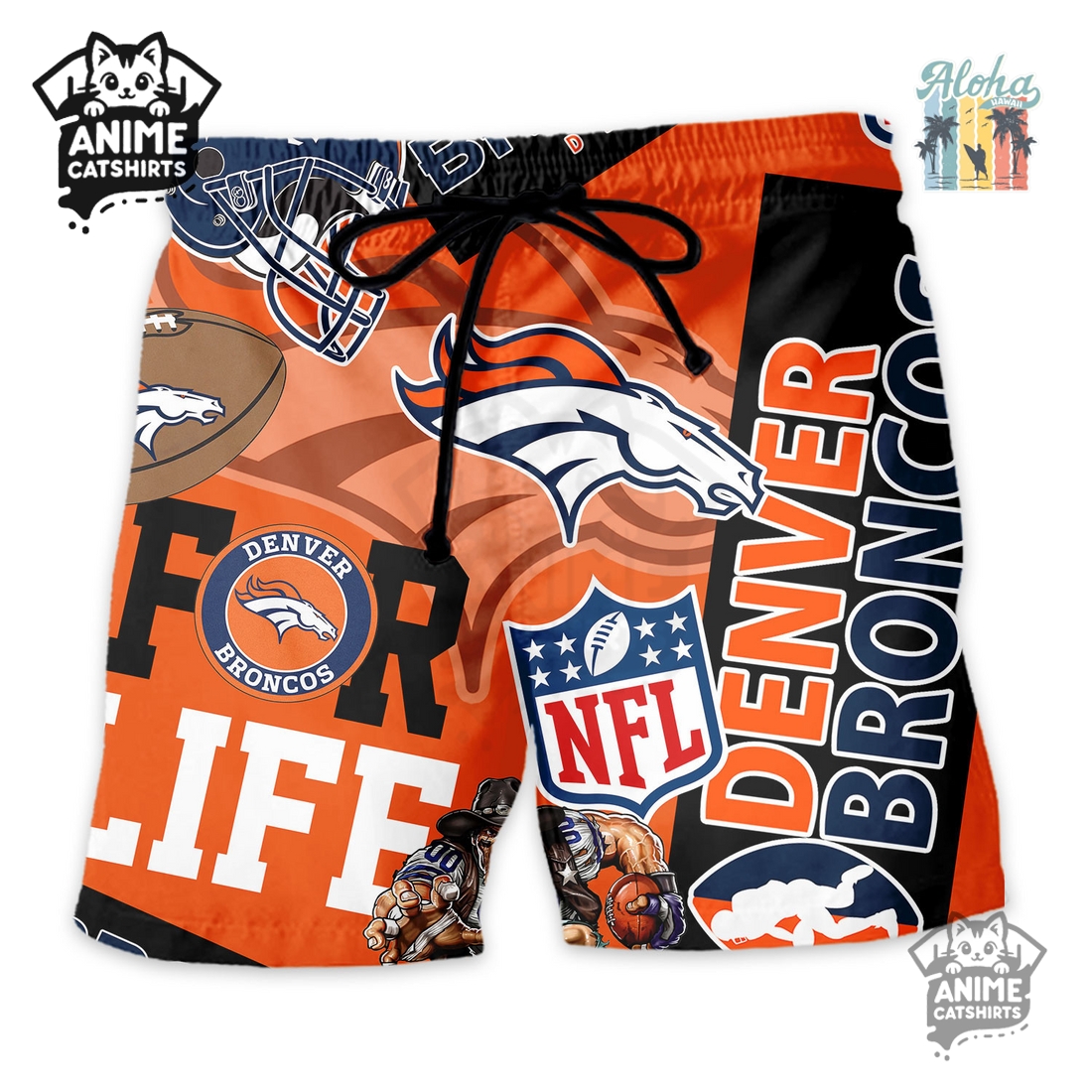 Denver Broncos NFL Hawaiian Shirt & Shorts Set Denver Broncos NFL Hawaiian Shirt & Shorts Set