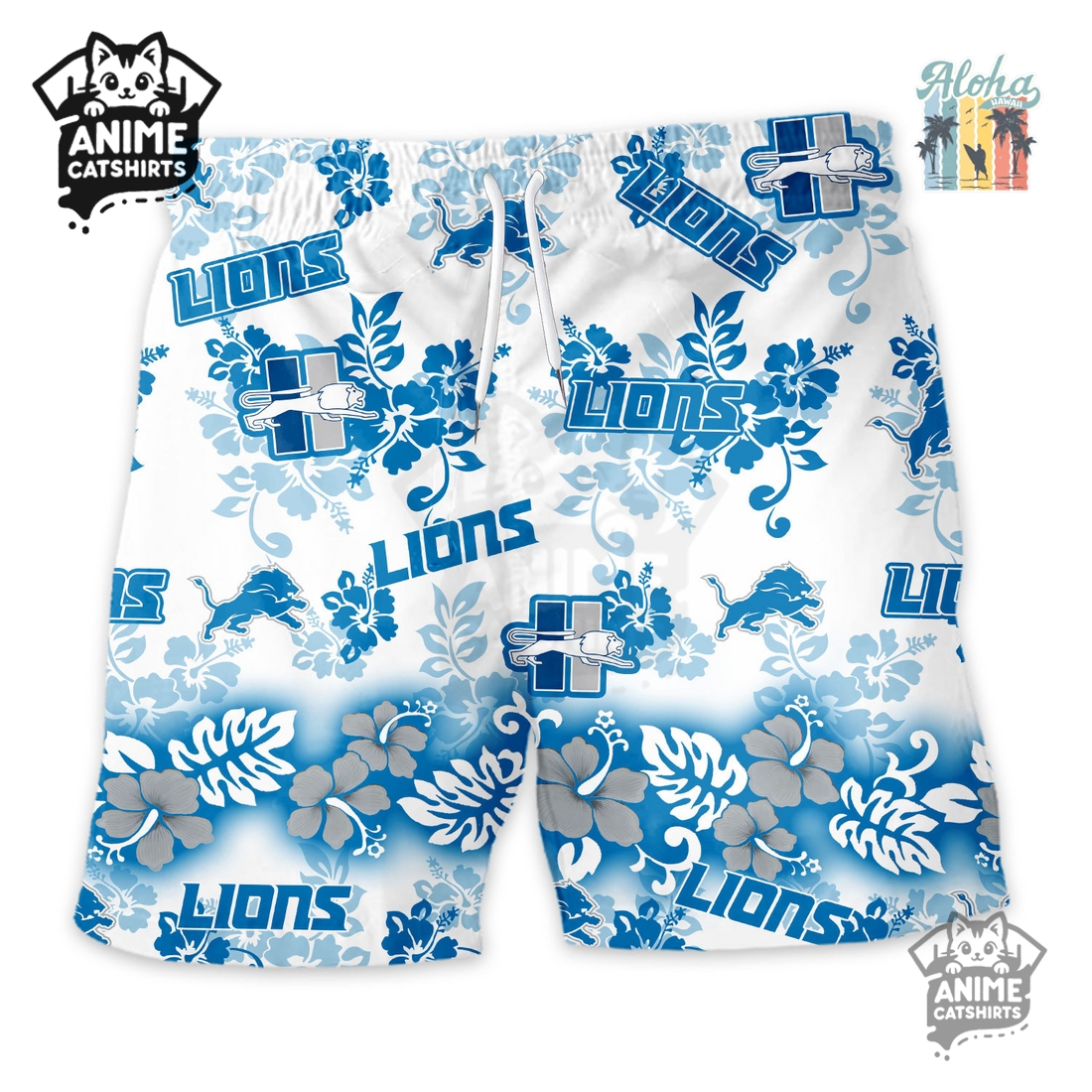Detroit Lions Aloha Paradise NFL Hawaiian Short Detroit Lions Aloha Paradise NFL Hawaiian Short