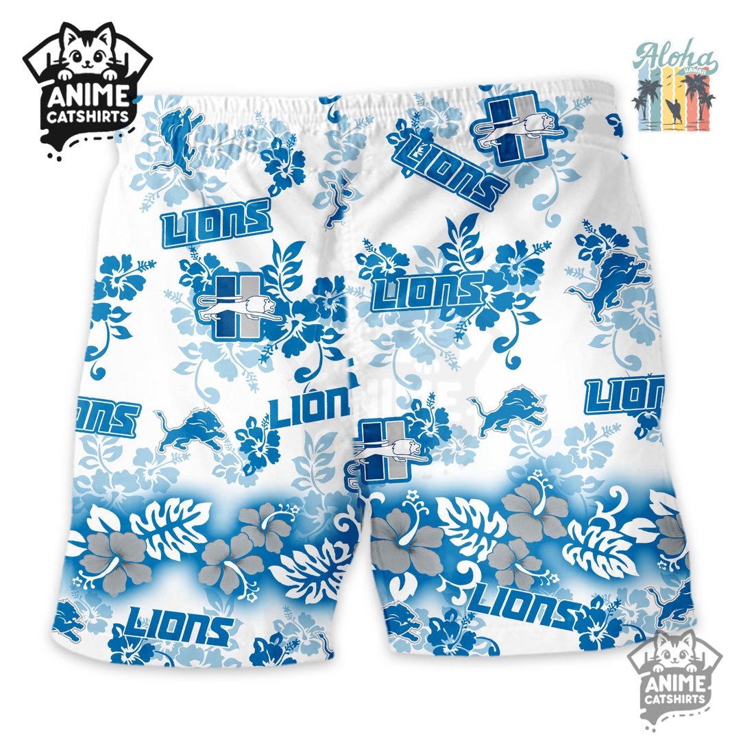 Detroit Lions Aloha Paradise NFL Hawaiian Short Detroit Lions Aloha Paradise NFL Hawaiian Short