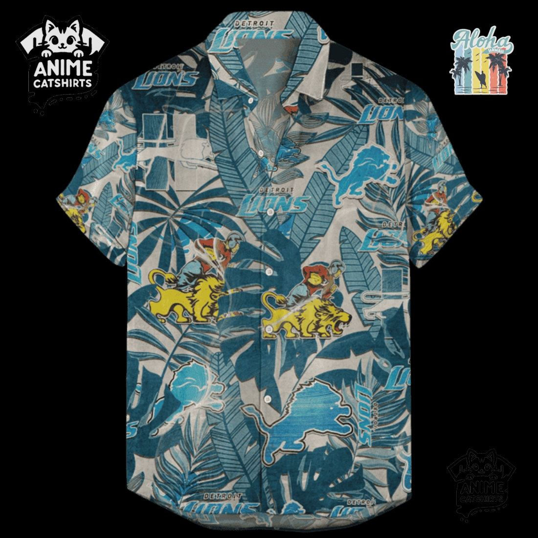 Detroit Lions Retro Logo Revolutions NFL Hawaiian Shirt