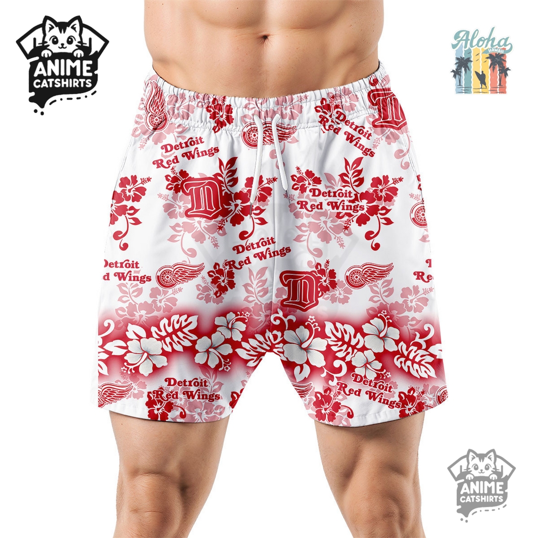 Detroit Red Wings Aloha Paradise NHL Hawaiian Short