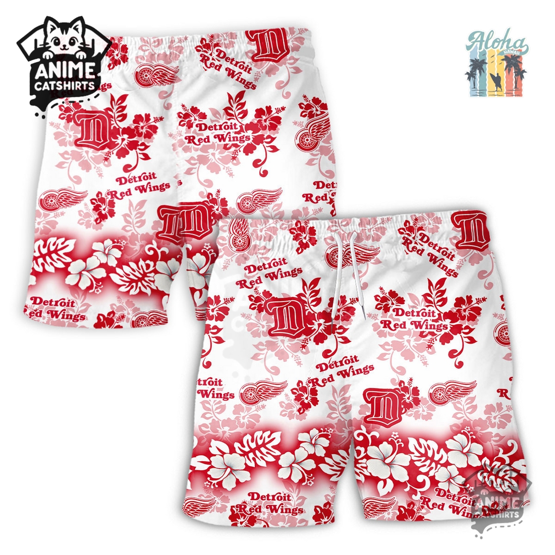 Detroit Red Wings Aloha Paradise NHL Hawaiian Short
