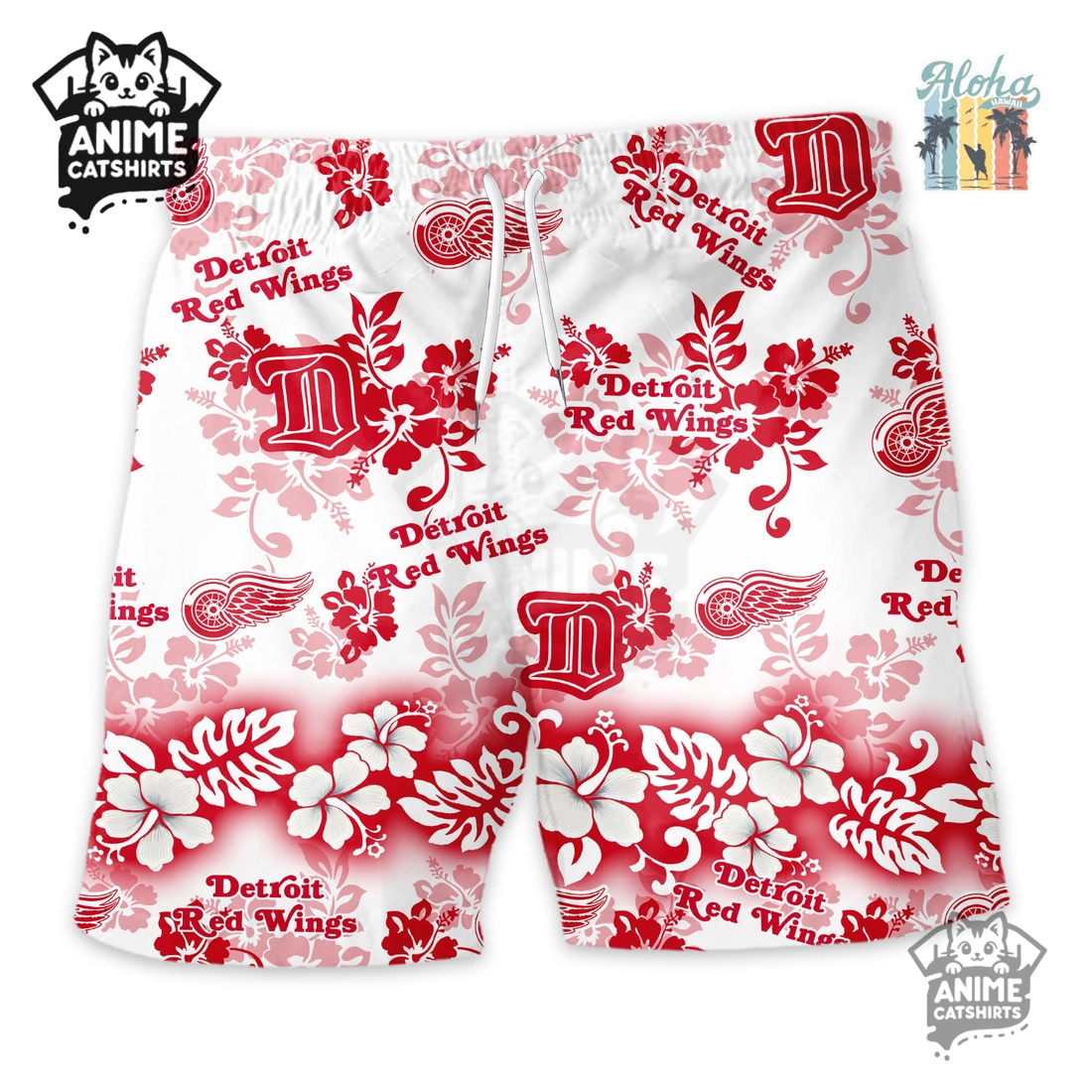 Detroit Red Wings Aloha Paradise NHL Hawaiian Short Detroit Red Wings Aloha Paradise NHL Hawaiian Short