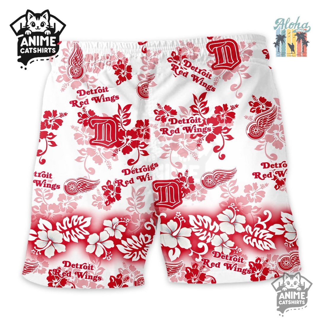 Detroit Red Wings Aloha Paradise NHL Hawaiian Short Detroit Red Wings Aloha Paradise NHL Hawaiian Short