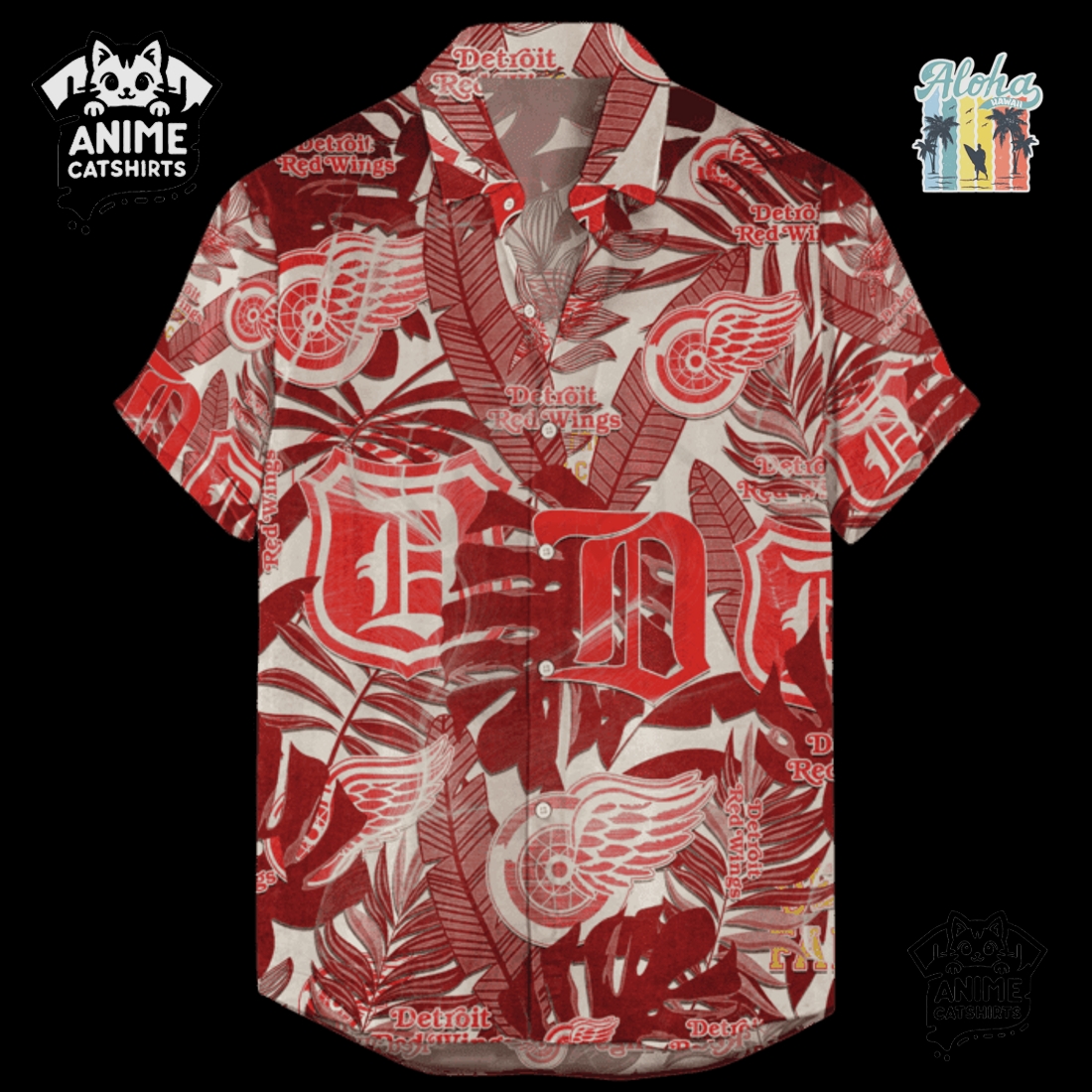 Detroit Red Wings Men’s NHL Hawaiian Shirt Detroit Red Wings Men’s NHL Hawaiian Shirt