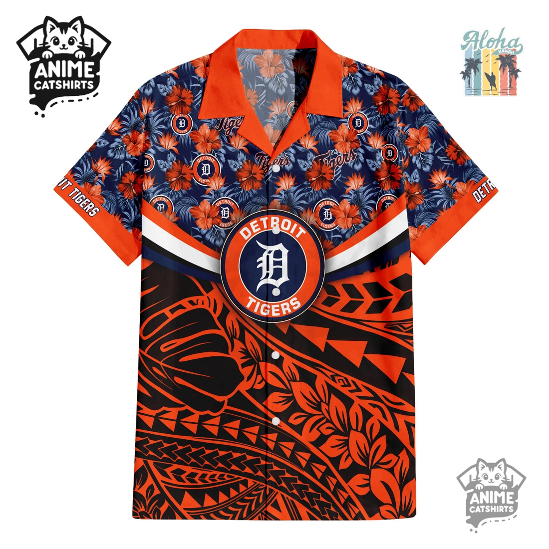 Detroit Tigers Hawaiian Shirt & Shorts Set Detroit Tigers Hawaiian Shirt & Shorts Set