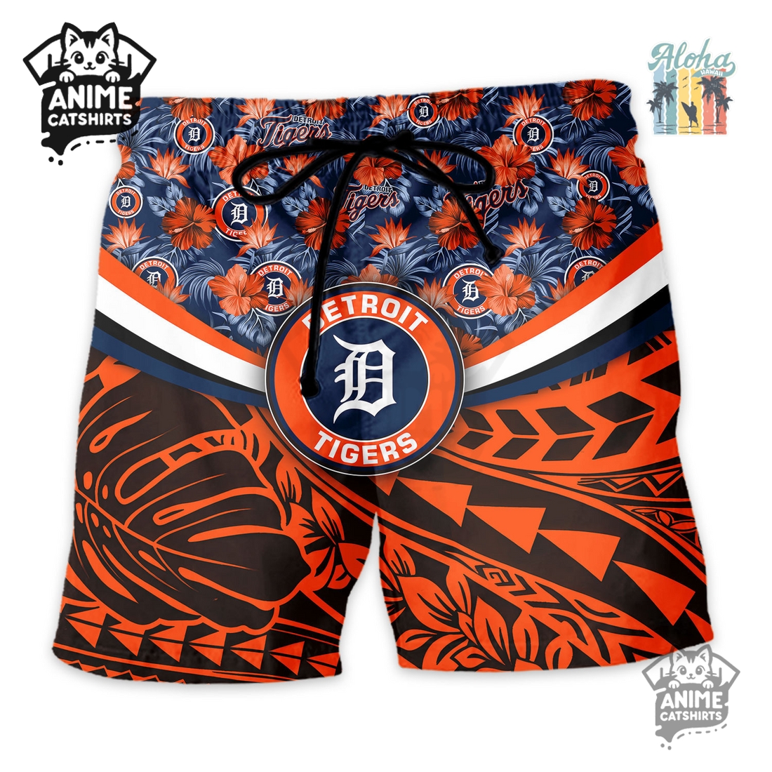 Detroit Tigers Hawaiian Shirt & Shorts Set Detroit Tigers Hawaiian Shirt & Shorts Set