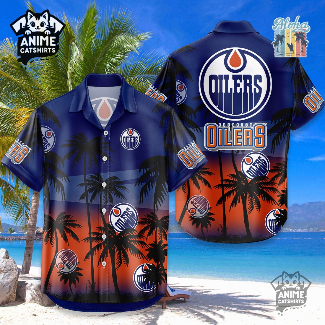 Edmonton Oilers NHL Aloha Shirt Edmonton Oilers NHL Aloha Shirt