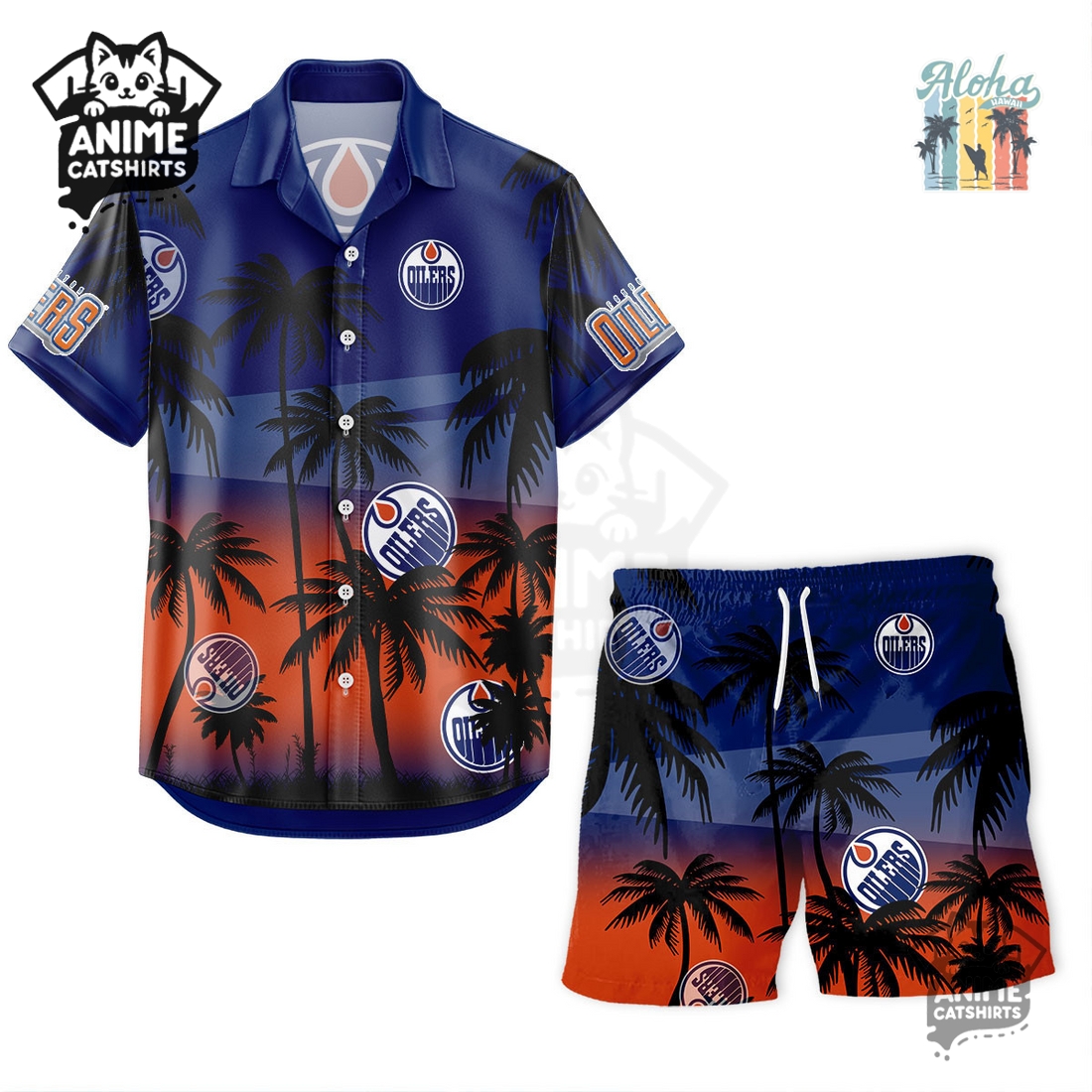 Edmonton Oilers NHL Aloha Shirt Edmonton Oilers NHL Aloha Shirt
