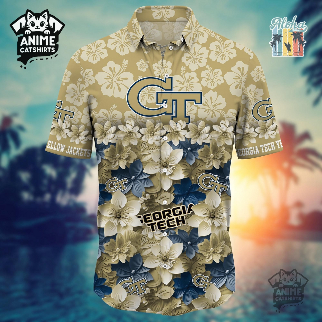 Georgia Tech Yellow Jackets Sports Hawaiian Shirt Georgia Tech Yellow Jackets Sports Hawaiian Shirt