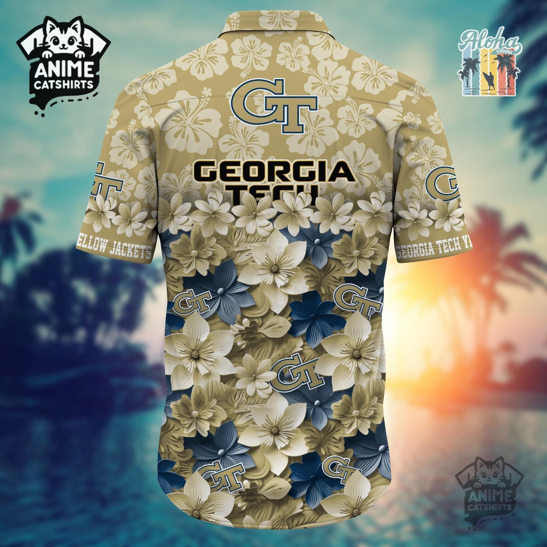 Georgia Tech Yellow Jackets Sports Hawaiian Shirt Georgia Tech Yellow Jackets Sports Hawaiian Shirt