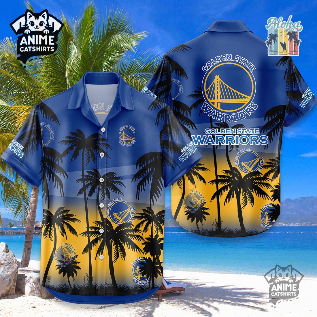 Golden State Warriors NBA Aloha Shirt Golden State Warriors NBA Aloha Shirt