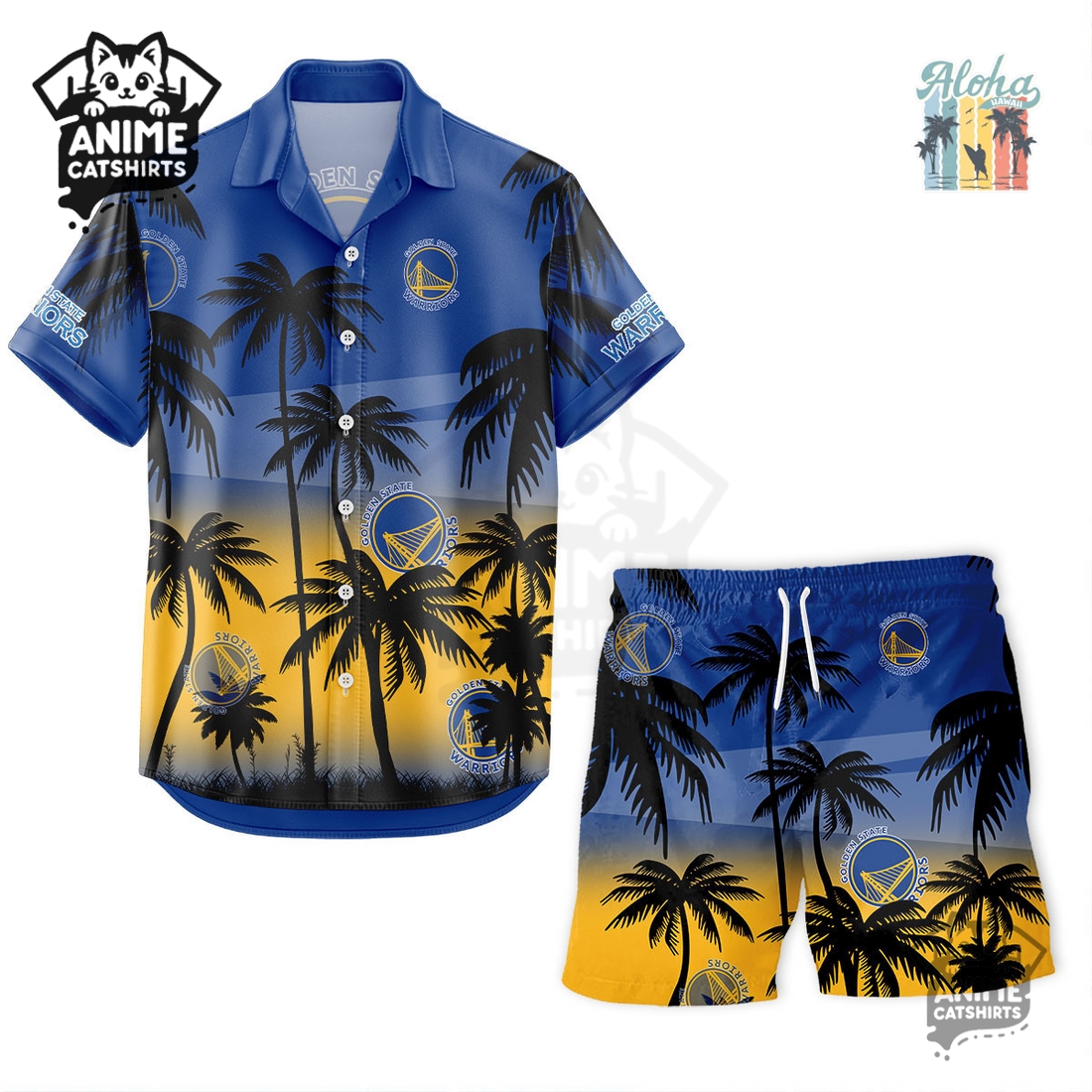 Golden State Warriors NBA Aloha Shirt Golden State Warriors NBA Aloha Shirt