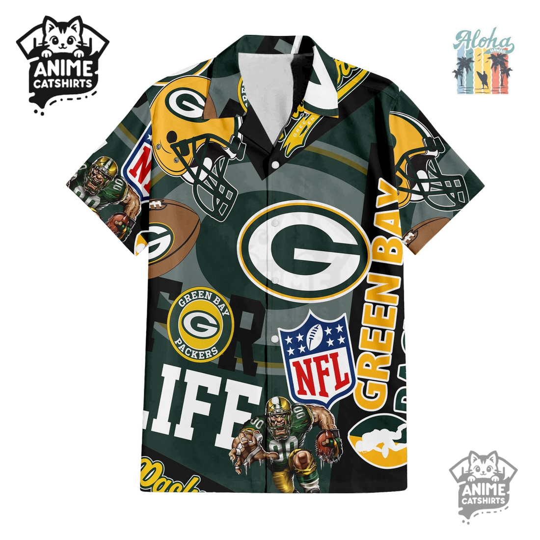 Green Bay Packers NFL Hawaiian Shirt & Shorts Set
