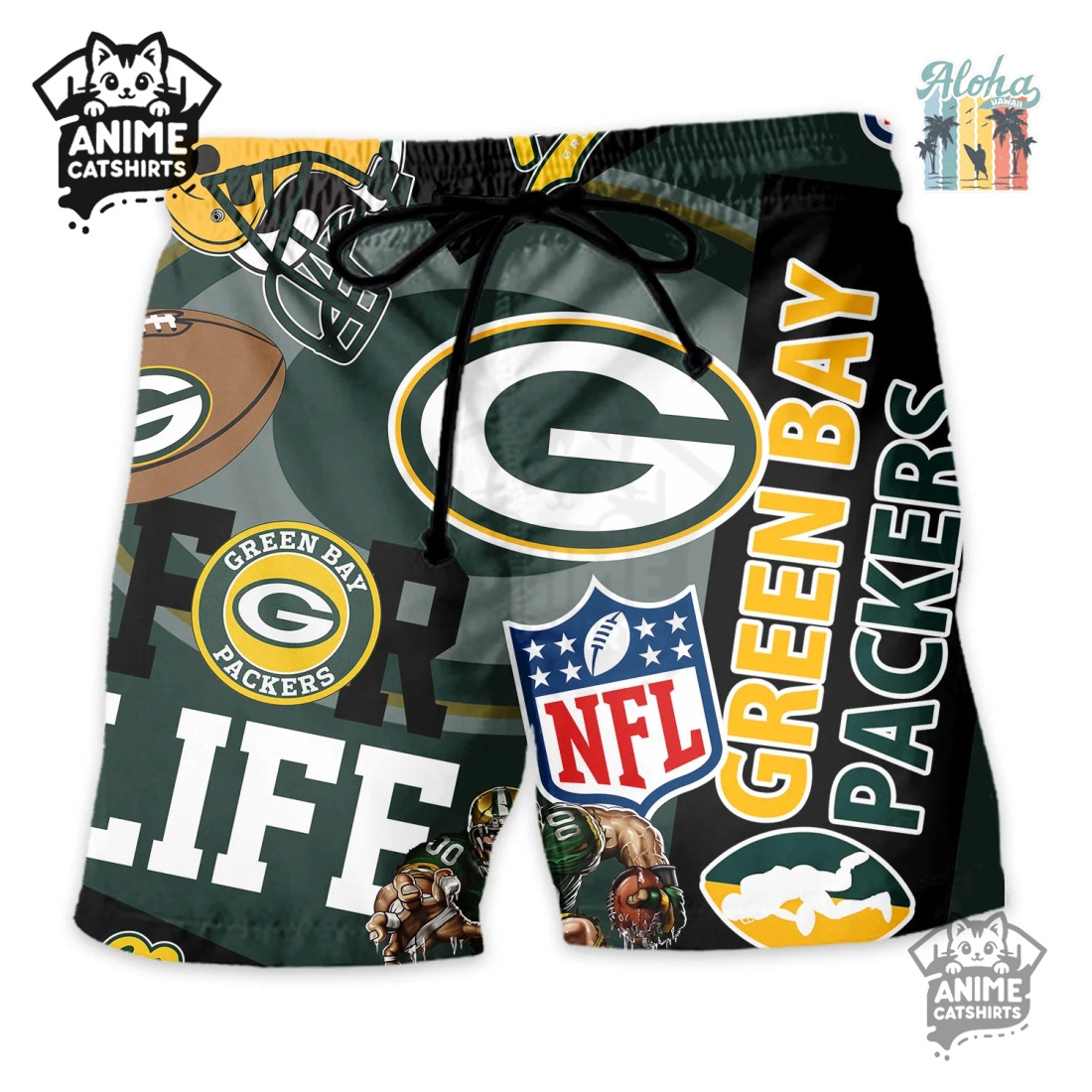 Green Bay Packers NFL Hawaiian Shirt & Shorts Set Green Bay Packers NFL Hawaiian Shirt & Shorts Set