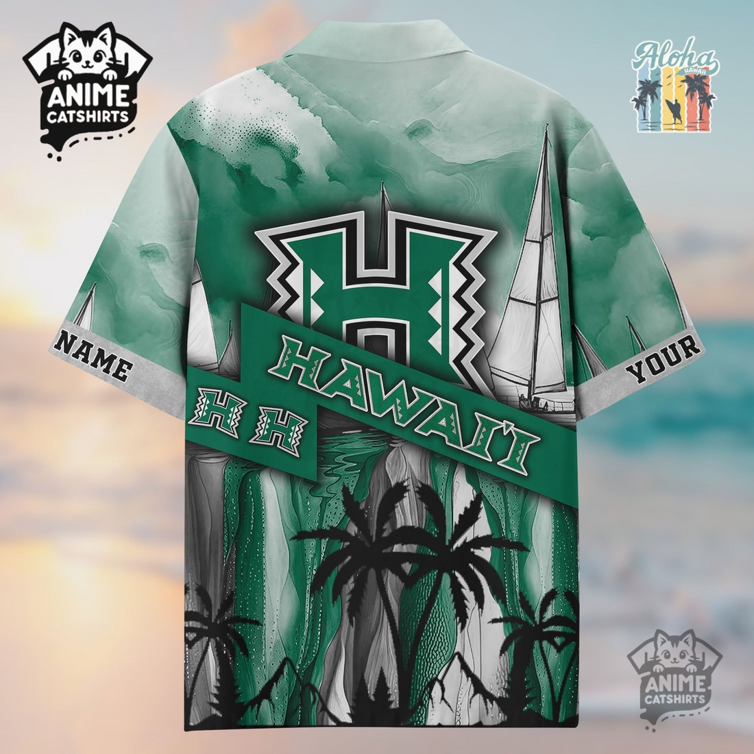 Hawaii Rainbow Warriors NBA Aloha Shirt Hawaii Rainbow Warriors NBA Aloha Shirt