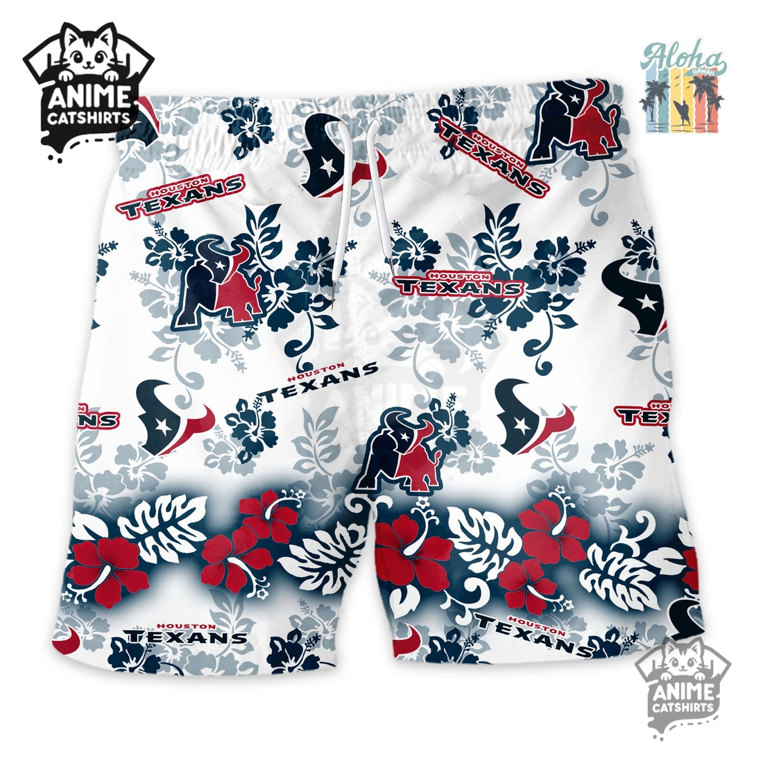 Houston Texans Aloha Paradise NFL Hawaiian Short Houston Texans Aloha Paradise NFL Hawaiian Short