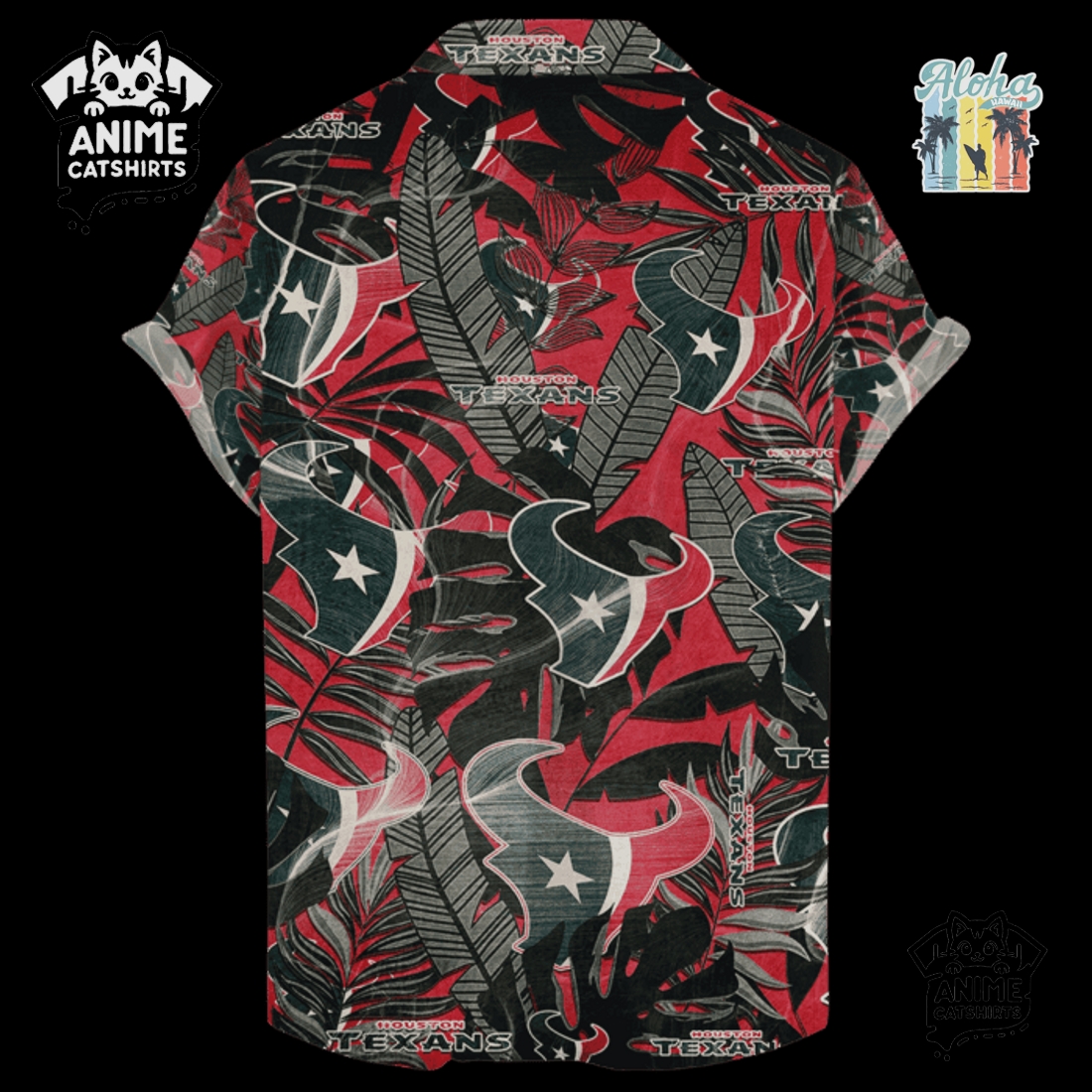 Houston Texans Retro Logo Revolutions NFL Hawaiian Shirt Houston Texans Retro Logo Revolutions NFL Hawaiian Shirt
