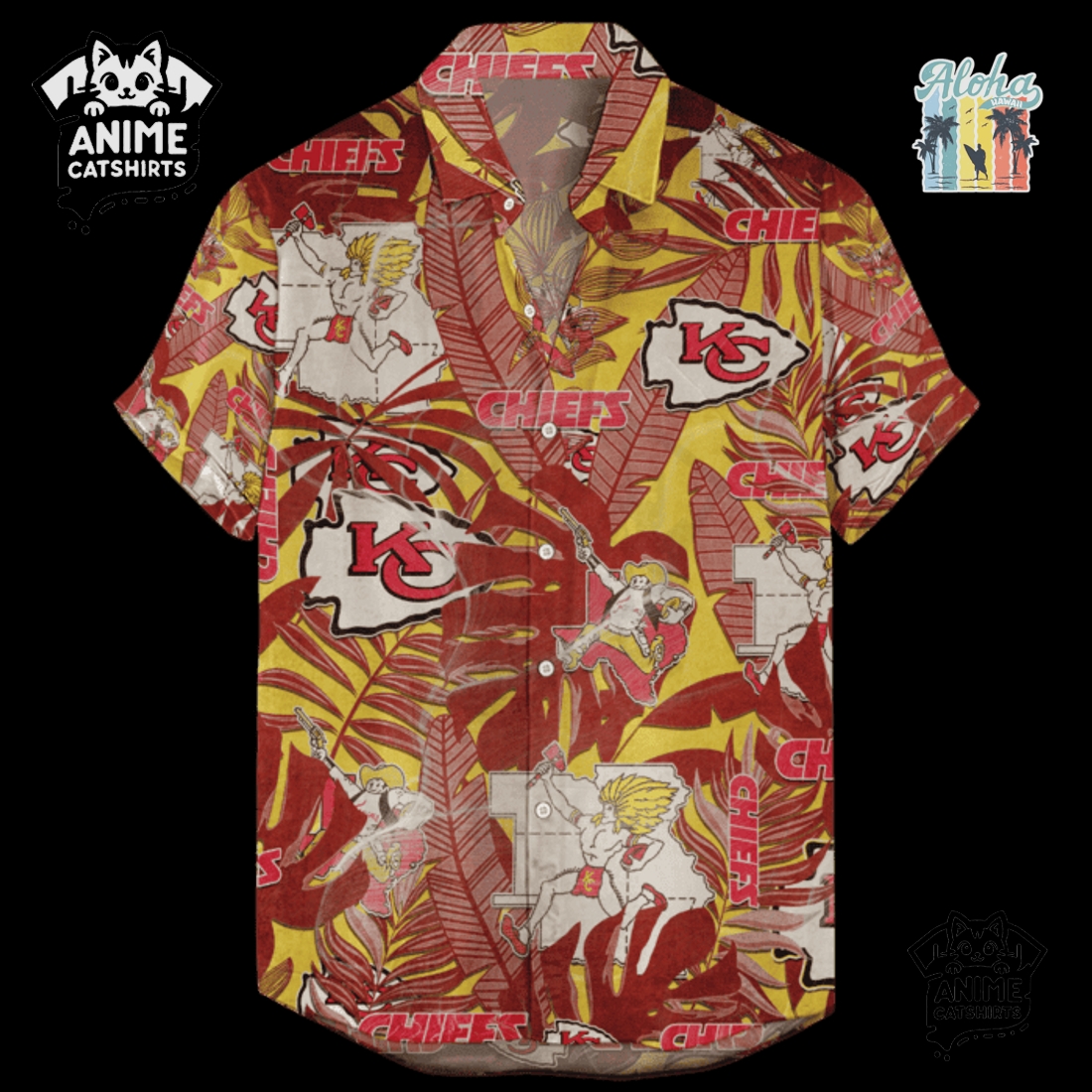 Kansas City Chiefs Retro Logo Revolutions NFL Hawaiian Shirt