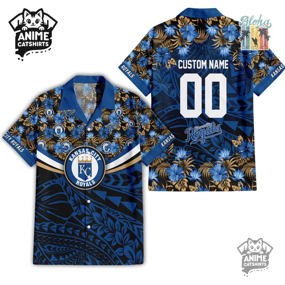 Kansas City Royals Hawaiian Shirt & Shorts Set Kansas City Royals Hawaiian Shirt & Shorts Set