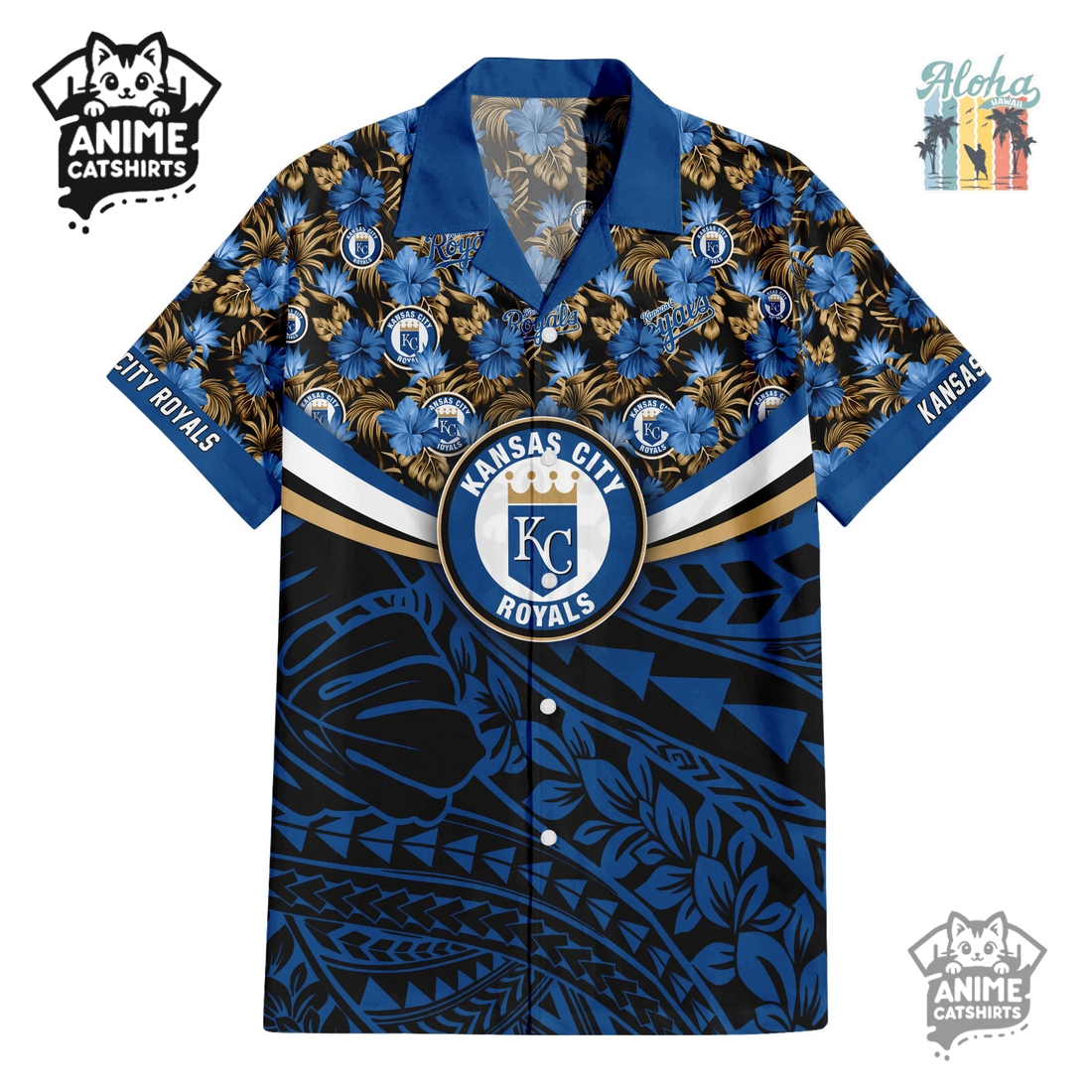 Kansas City Royals Hawaiian Shirt & Shorts Set Kansas City Royals Hawaiian Shirt & Shorts Set