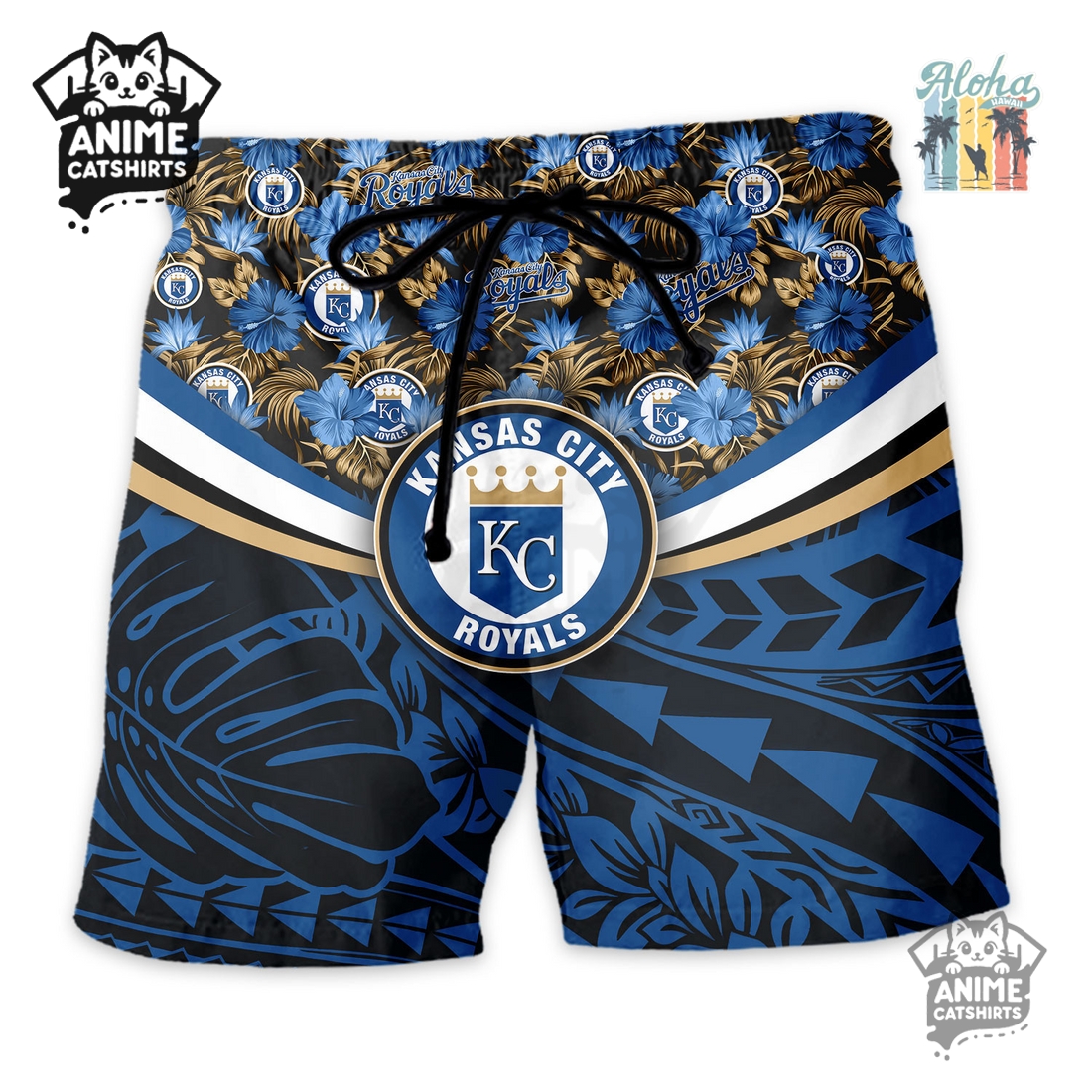 Kansas City Royals Hawaiian Shirt & Shorts Set Kansas City Royals Hawaiian Shirt & Shorts Set