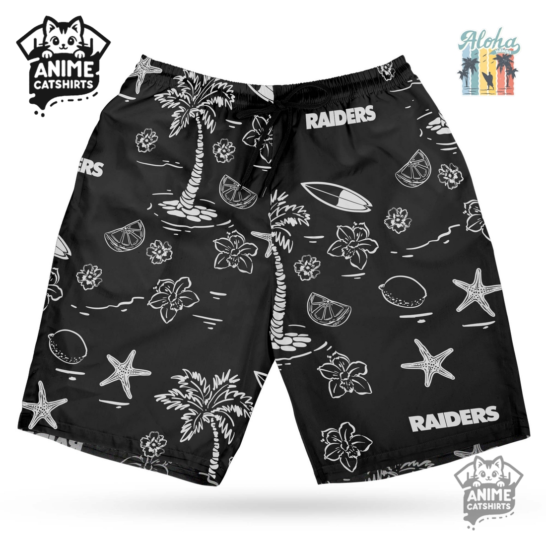 Las Vegas Raiders NFL Hawaiian Shirt & Shorts Set Las Vegas Raiders NFL Hawaiian Shirt & Shorts Set