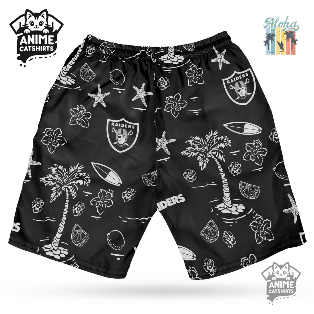 Las Vegas Raiders NFL Hawaiian Shirt & Shorts Set Las Vegas Raiders NFL Hawaiian Shirt & Shorts Set