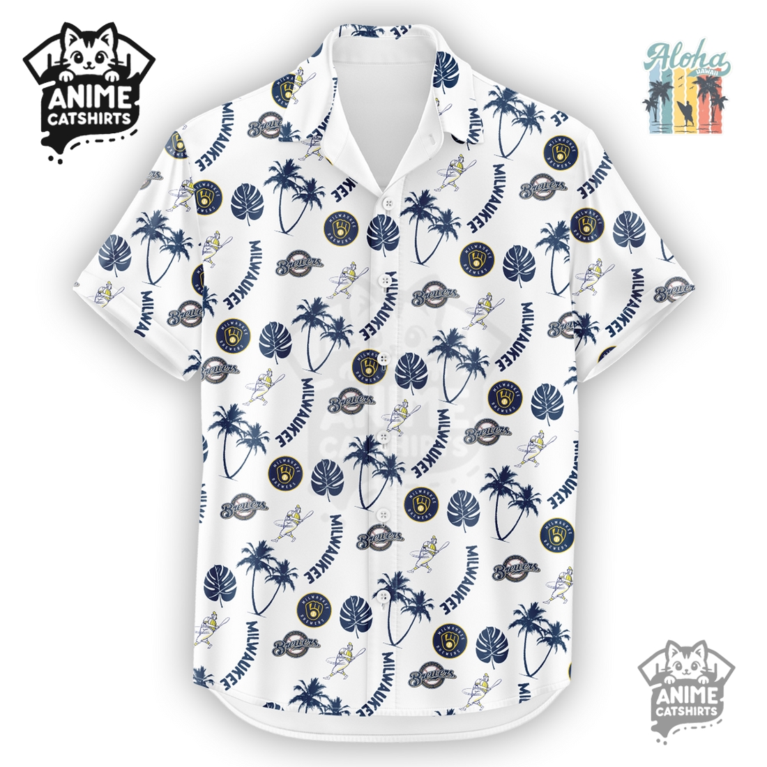Limited Edition Milwaukee Brewers MLB Aloha Hawaiian Shirt Limited Edition Milwaukee Brewers MLB Aloha Hawaiian Shirt