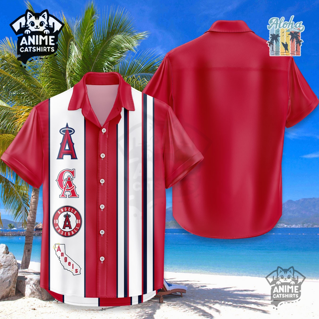 Los Angeles Angels MLB Aloha Hawaiian Shirt Los Angeles Angels MLB Aloha Hawaiian Shirt