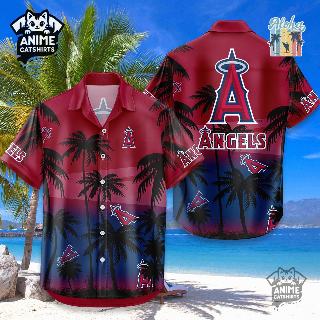 Los Angeles Angels MLB Aloha Shirt Los Angeles Angels MLB Aloha Shirt