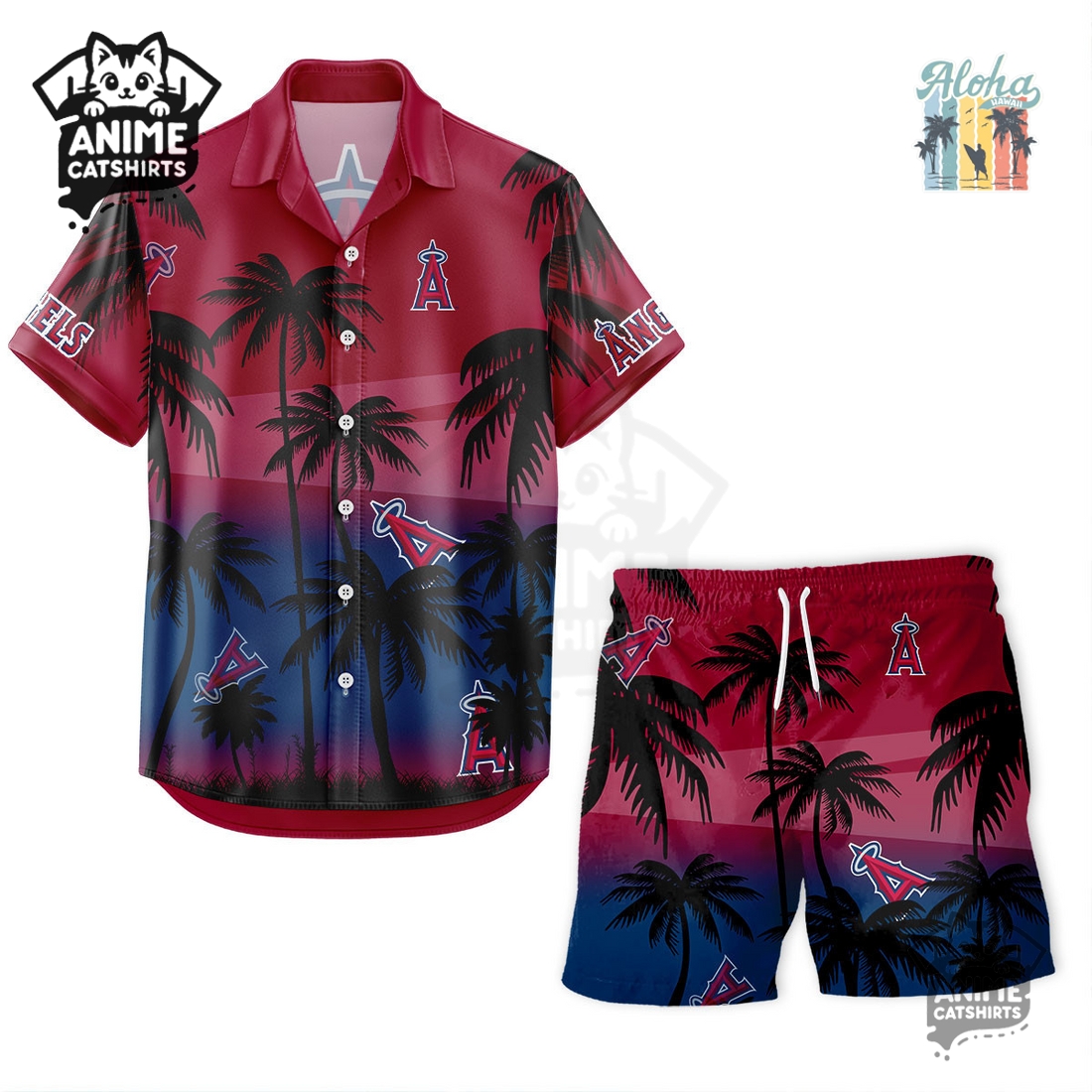 Los Angeles Angels MLB Aloha Shirt Los Angeles Angels MLB Aloha Shirt