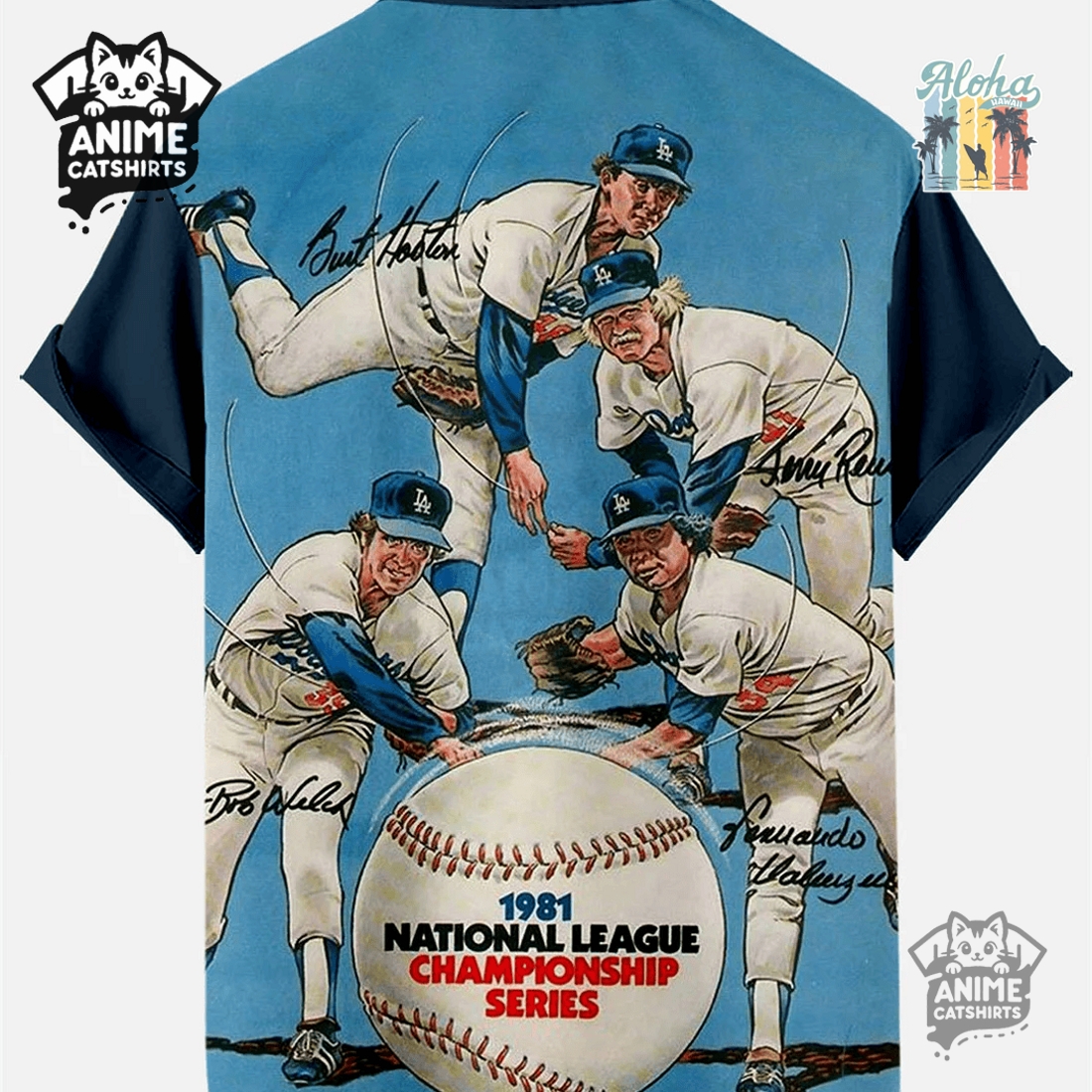 Los Angeles Dodgers Nostalgia Baseball Comic MLB Aloha Hawaiian Shirt